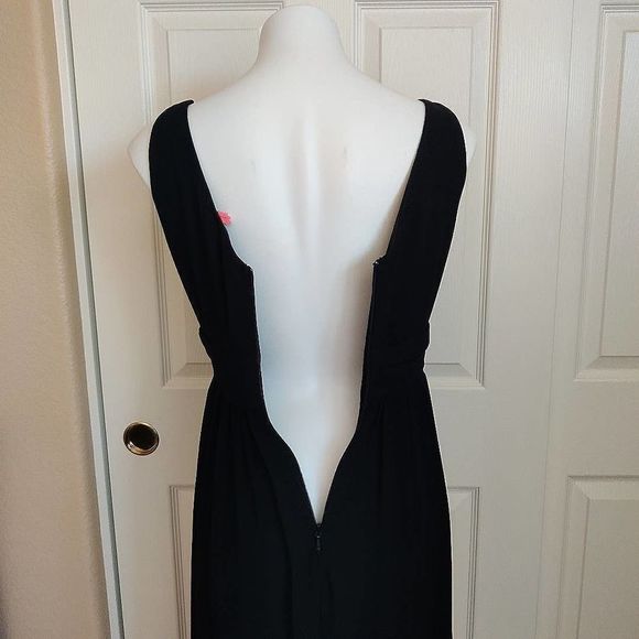 Lulus ruched double V chiffon floor length gown sz M - Picture 7 of 12